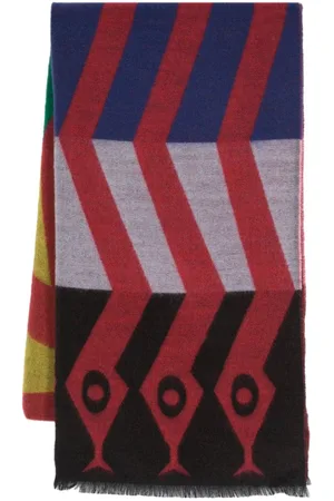 WALTER VAN BEIRENDONCK W-Snake pattern frayed scarf