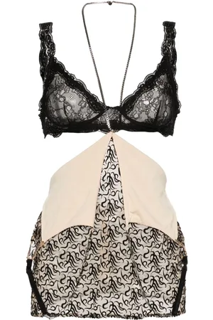 The Attico Logo-embroidered tulle top