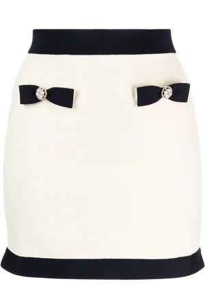 Self-Portrait Bow-detail knitted miniskirt
