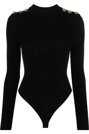 Balmain Lion-buttons open-back bodysuit