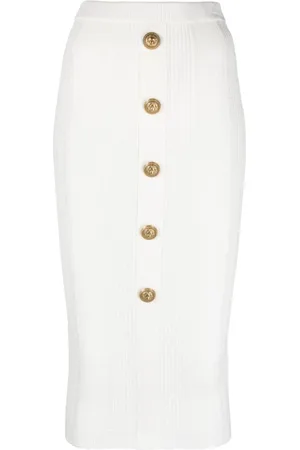 Balmain Ribbed-knit midi skirt
