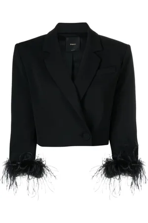 Pinko Feather-trim cropped blazer