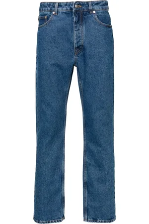 Palm Angels Monogram-embroidered straight-leg jeans