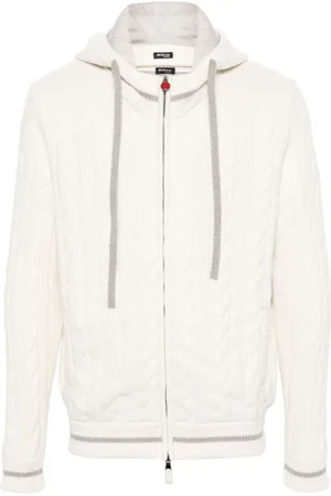 Kiton Cable-knit cashmere hooded jacket