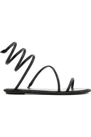 RENE CAOVILLA Rhinestone-embellished leather sandals