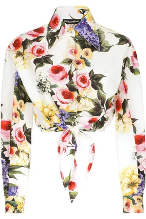 Dolce & Gabbana Floral-print cotton cropped shirt