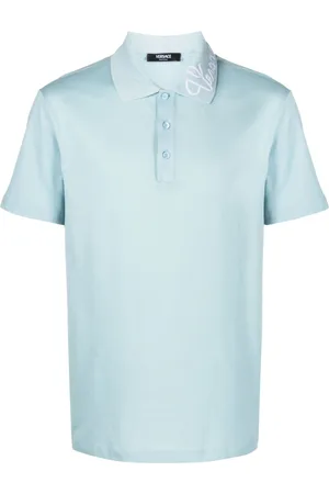 VERSACE Logo-embroidered cotton polo shirt