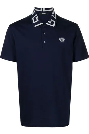 VERSACE Greca-collar cotton polo shirt