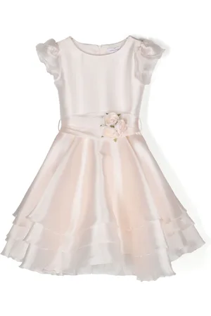 MONNALISA Floral-appliqué tiered sleeveless dress