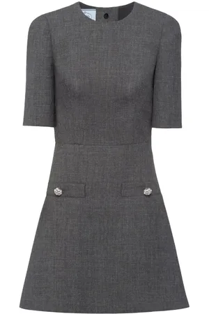 Prada Button-embellishment wool minidress