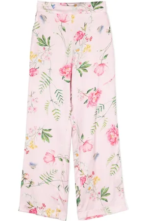 MONNALISA Floral-print wide-leg trousers