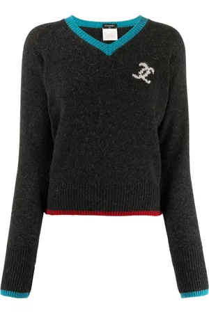 CHANEL 1996 CC-intarsia cashmere jumper