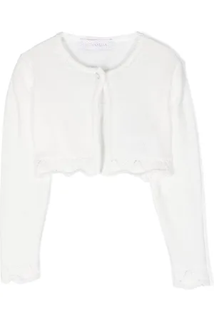 MONNALISA Lace-trim cropped cardigan