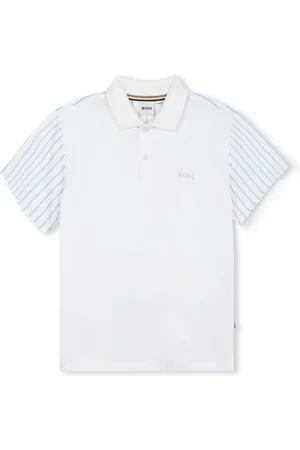 HUGO BOSS Stripe-panel logo-print polo shirt