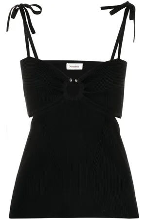 Nanushka Tied-straps fine-ribbed top