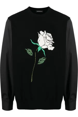UNDERCOVER Floral-intarsia panelled jumper