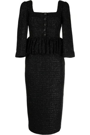 Self-Portrait Square-neck bouclé midi dress
