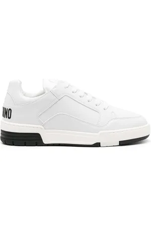 Moschino Logo-embroidered leather sneakers