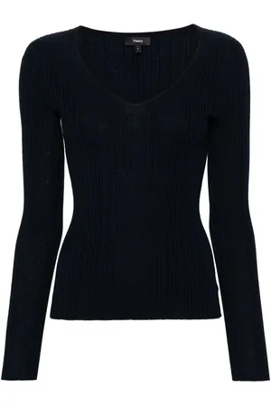 THEORY V-neck rib knit top