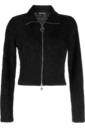 tout a coup Heart zip-puller ribbed-knit cardigan