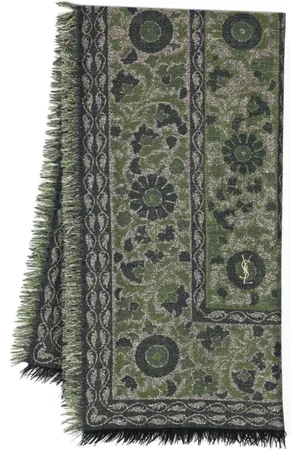 Saint Laurent 1980s floral-jacquard scarf