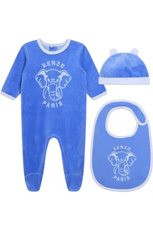 Kenzo Embroidered velvet babygrow set