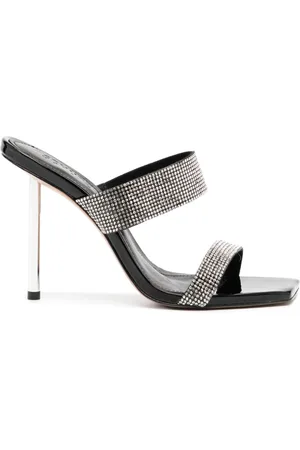 Schutz 120mm crystal-embellished leather mules