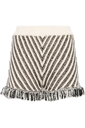 Twin-Set Patterned-jacquard knitted mini shorts