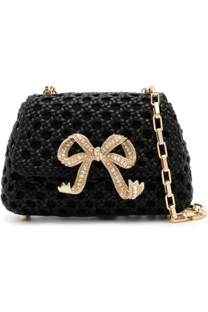 Self-Portrait Bow woven leather bag