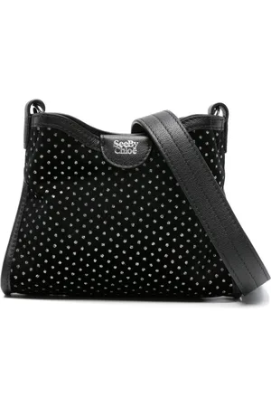 See by Chloé Glitter-detailing velvet crossbody bag