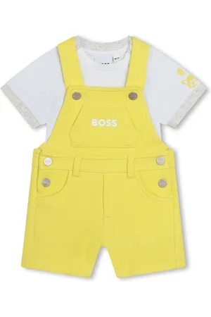 HUGO BOSS Logo-embroidered dungarees and T-shirt set