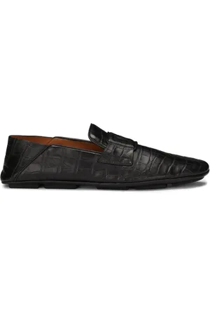Dolce & Gabbana DG logo embossed-crocodile leather loafers