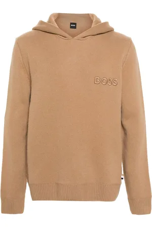 HUGO BOSS Logo-embroidered hooded jumper