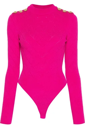 Balmain Lion-buttons open-back bodysuit