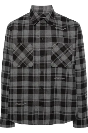 OFF-WHITE Logo-embroidered checked cotton shirt
