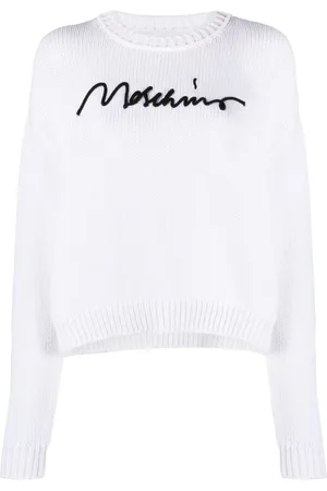 Moschino Logo-embroidered ribbed jumper
