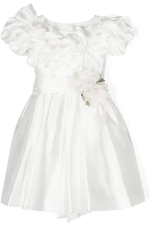 MONNALISA Venice ruffle-detail satin dress
