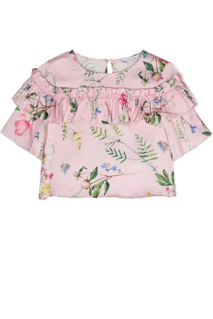 MONNALISA Floral-print ruffled T-shirt