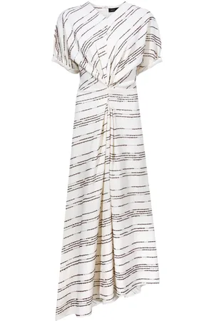 Proenza Schouler Stripe-pattern asymmetric maxi dress