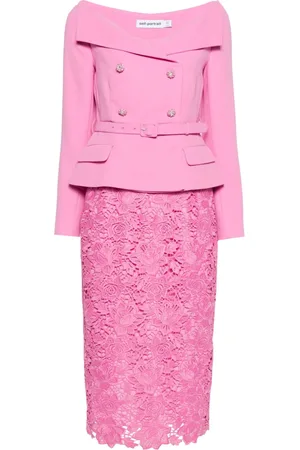 Self-Portrait Faux-jacket midi dress