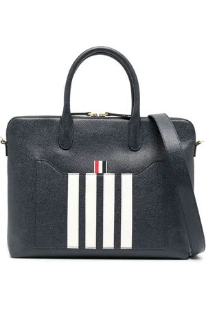Thom Browne 4-Bar stripe pebbled-leather briefcase