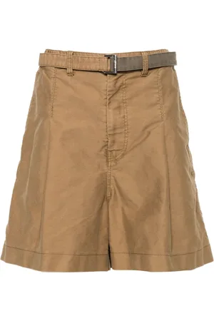 SACAI Pleated cotton shorts