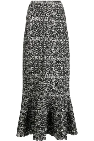 Alaïa 2010s floral-pattern long skirt