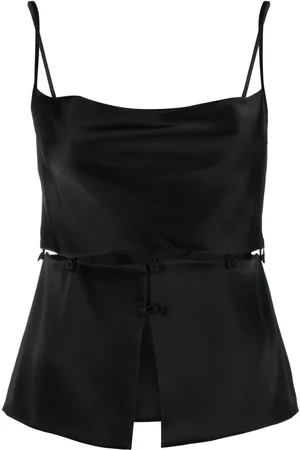 Nanushka Modular peplum-waist satin tank top