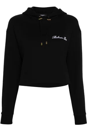 Balmain Logo-embroidered cotton hoodie