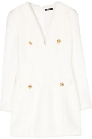 Balmain Button-embellished tweed minidress
