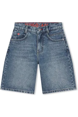 HUGO BOSS Logo-patch denim Bermuda shorts