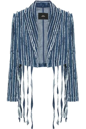 Twin-Set Fringed cropped denim jacket