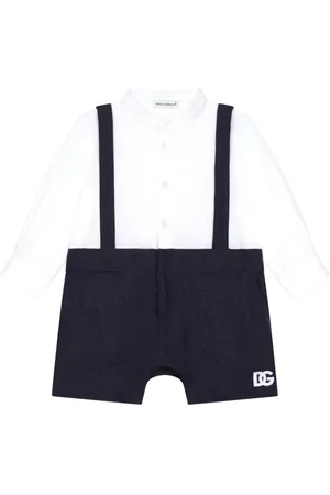 Dolce & Gabbana Logo-appliqué linen romper
