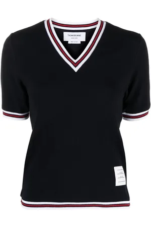 Thom Browne Cricket-stripe V-neck T-shirt